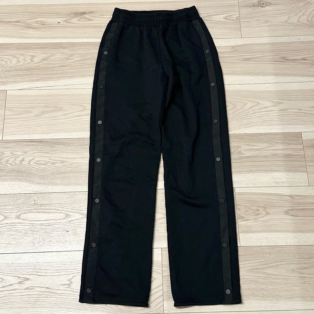 ALO Yoga Black Track Pants with Button Detail